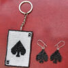 ace of spade playing card keychain and spade earrings